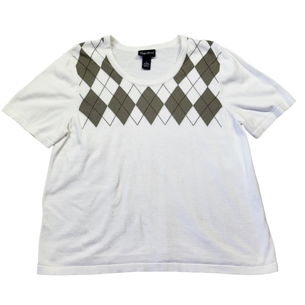 Maggie Barnes Preppy Tenniscore Argyle Sweater‎ Top